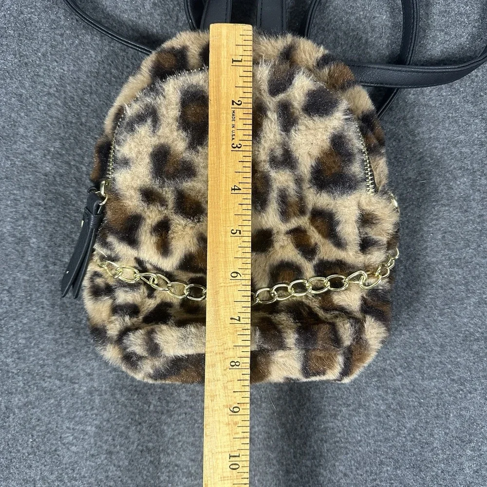 Mini Leopard Print Backpack Small Animal Print Bag Man-Made Material
